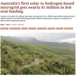 Almost $1 million in funding to go to Australia’s first solar to hydrogen-based microgrid